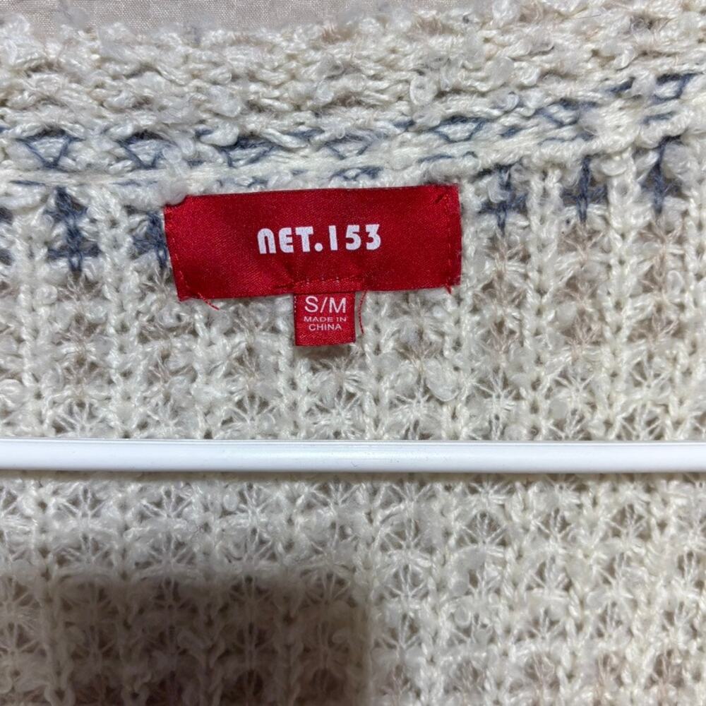 NET.153 Cozy Open Front Knit Cardigan Striped Size S/M - Picture 5 of 9